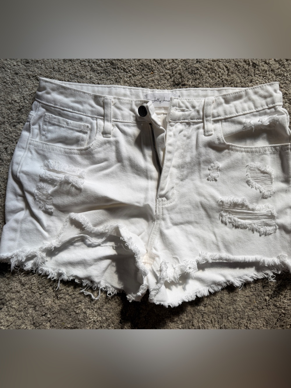 Jelly Jeans  White Distressed Frayed Denim Shorts